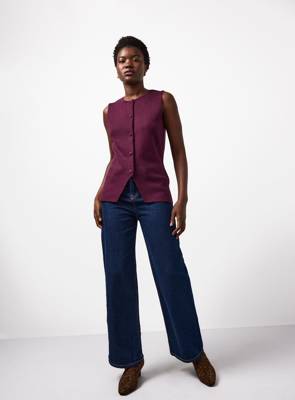 Burgundy Compact Knit Sleeveless Vest 8 - Image 2 thumbnail